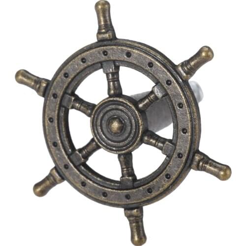 1PC 55mm Antique Creative Single Hole Knob Captain Rudder Steering Wheel Handles Kitchen Closet Door Pull Handle Metal knobs