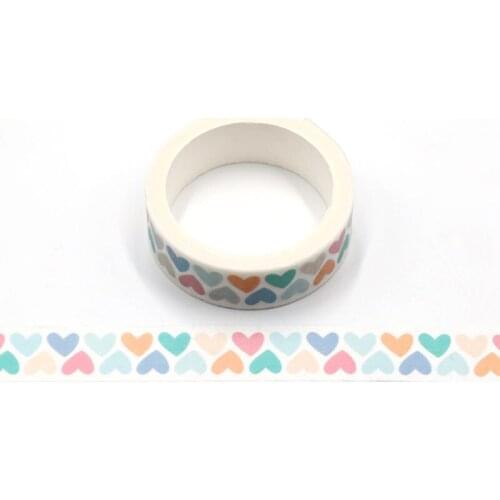 1pcs Colorful Love Heart Washi Tape Adhesive Paper Tape School Office Supplies DIY Scrapbooking Decorative Sticker Tape 5m