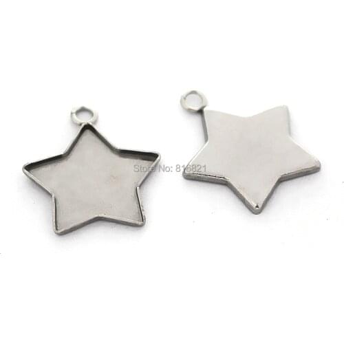 19x23mm Stainless Steel Bezel with Loop Resin Cabochons Bases Blanks Star Shape Pendant Settings DIY Accessories Findings Stuff