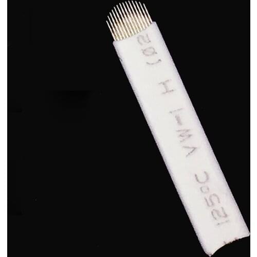 50 Pcs 0.20mm 12 14 U shape Permanent Makeup Eyebrow Tattoo Needles 14 Pin Needle U Shape Eyebrow Tattoo Superior Microblading