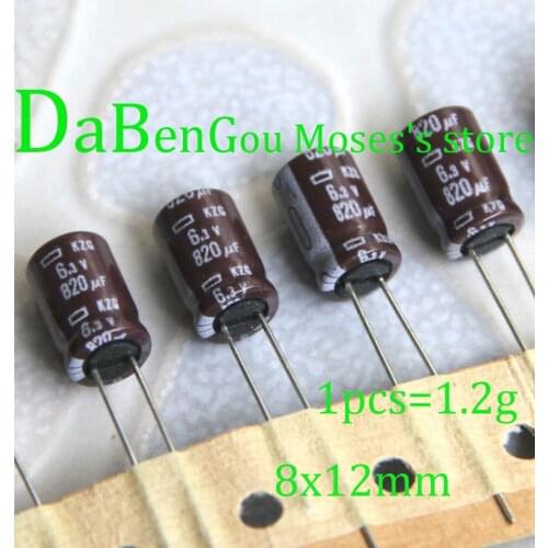 6.3V 820uf +/- 20% 100% Original New Audio Electrolytic Capacitor Capacitance Radial 8x12mm