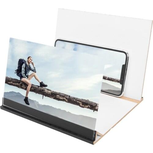 8 inch Wood Foldable Bracket Phone Screen Magnifier 3D HD Video Amplifier Projector Desktop Smartphone Stand Holder