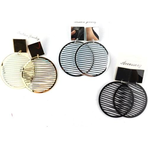 Free Shipping!2021 Black Color Round Drop Acrylic Stud Earrings