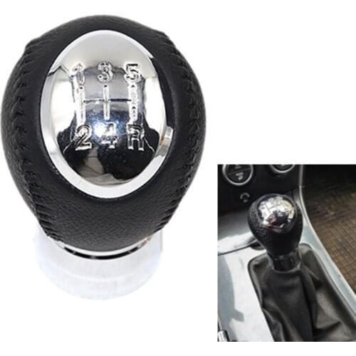 Black Chrome 5/6 Speed Leather Car Shift Gear Knob Lever Gaitor Boot Cover For Mazda 3 5 6 323 626 RX-8 Premavy MPV Manual