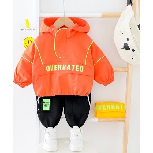 Kids Boy Clothes For Toddler Girl 2021 Fashion Casual Hooded Infant Baby Set Spring Letter Clothing Tracksuit 1 2 3 4 5 6 Years