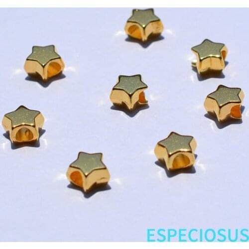 DIY fashion jewelry Accessories 9MM CCB Beads Big Hole Acrylic Spacer Gold Color Pentagram Shape Bracelet Making Departments