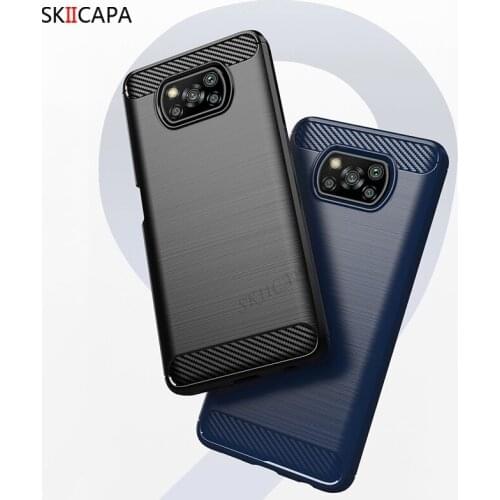 For Xiaomi Mi Poco X3 NFC M3 F2 Pro 11 10T Pro Lite Brushed Carbon Fiber Bumper Case For Redmi Note 9T 5G Shockproof Back Cover