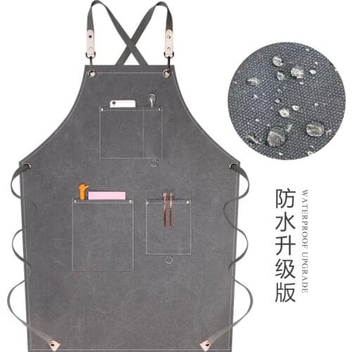 Apron waterproof custom logo printing new canvas restaurant barista tea shop tattoo manicurist overalls
