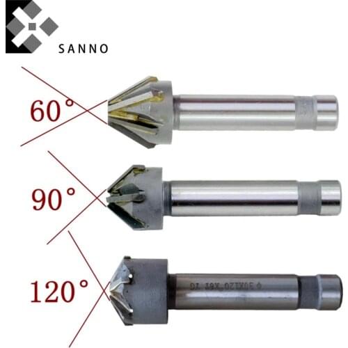 6 Flutes D30 - D60mm 120 / 90 / 60 degree straight shank chamfer tools carbide milling cutter