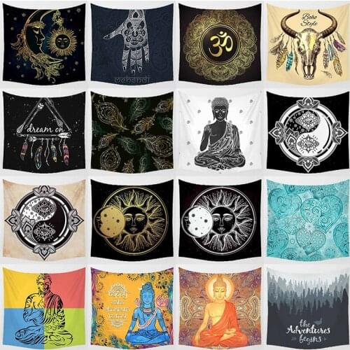 Dream on wall art tapestry thirty points boho style adventures background wall decor square blue heart wall hanging tapestry