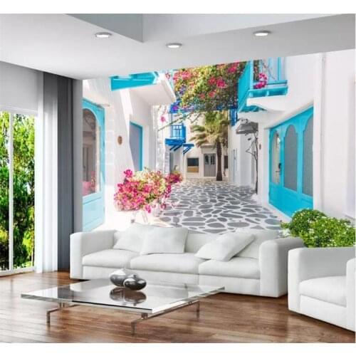 Greek Santorini Love Sea Modern TV Backdrop Wall Wallpaper Custom 3d Wall Paper Vintage Decorative Painting 3d Muarl