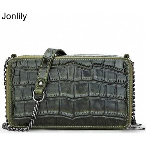 Jonlily Women PU Leather Shoulder Bag Long Chain Messenger Crossbody Bag Teens Fashion Daybag Purse -KG456