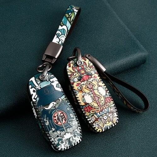 Leather Car Key Cover For Ford Fiesta Focus 23 MK2 MK3 Mondeo MK4 Ecosport Kuga Escape Explorer Ranger Taurus remote cover