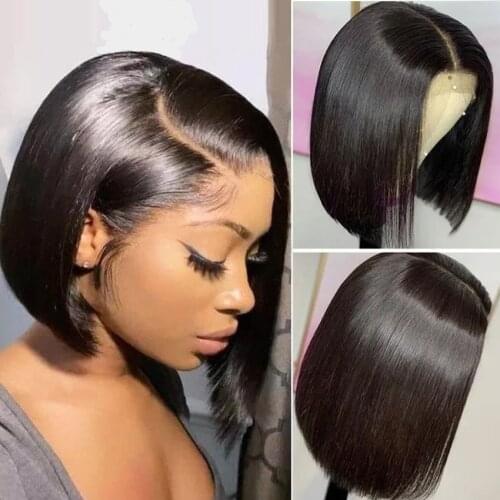 Bob Wig Bone Straight Human Hair Wigs Short Brazilian Lace Front Wig Preplucked Remy Lemoda 13x4 Bob Lace Frontal Wigs For Women