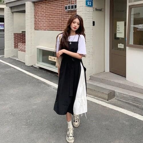 Summer Two Piece Set Women Y2k T-shirt+Dress Sexy Maxi Dress High Waist Sundress Long Vestidos Loose Robe Femme roupas femininas