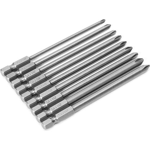 2021 New 9 Pcs 1/4'' 100mm S2 Magnetic Hex Cross Head PH1 PH2 Electric Screwdriver Bit