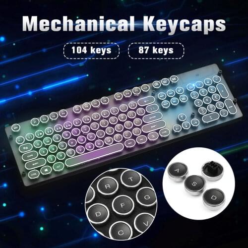 Mechanical Keyboard Keys Punk Plated Retro Circular KeyCap 87 Key 104 Key for Tablet Desktop Backlit Gaming Keyboard