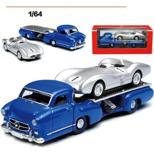 1:64 Scale Alloy Die-casting Car Model Blue Miracle Transporter Model Trailer Model Scene Layout Decoration Collection Toys