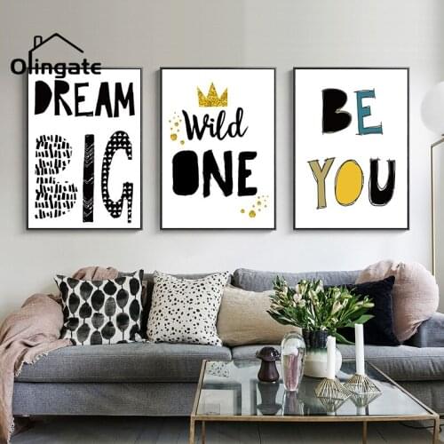 Cartoon Canvas Poster Wall Art Picture Motivational Letter Combination Posters and Prints for Living Room Childrens Room Decor