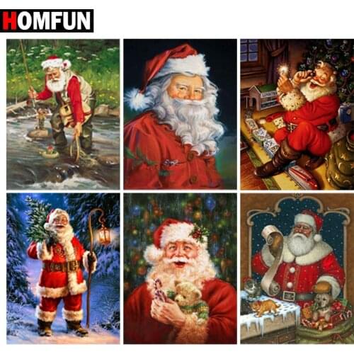 HOMFUN 3D Diamond Painting "Santa Claus sceneryt" DIY Full Rhinestones Drill Cross-stitch Kits Square Round Diamond Embroidery
