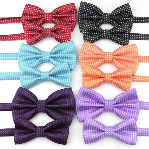 Solid Dots Parent-Child Bowtie Set Lovely Kids Pets Chic Classic Family Butterfly Party Dinner Wedding Cute bow tie Accessory