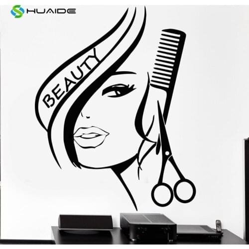 Wall Decal Beauty Sexy Hair Barber Shop Beauty Salon Stylist Hairdresser Vinyl Decal Living Room Wall Art Sticker Murals A132