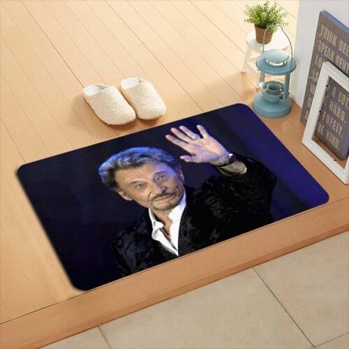 Custom Johnny Hallyday Doormat Floor/Bath/Kitchen/Beach Mat Flannel Sponge Fabric 3D Printed Shaggy Decoration For Bedroom