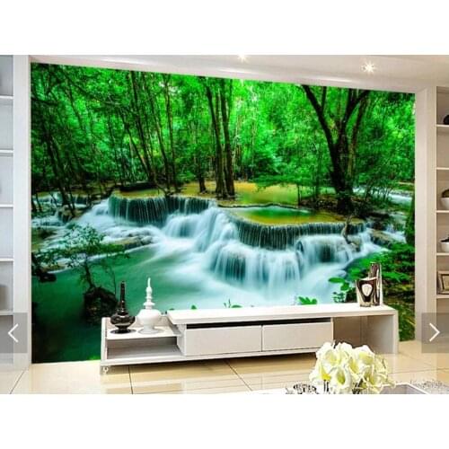Nature Forest Waterfall Wallpaper Murals Wall Paper Wall Art Painting Canvas Papel Pintado 3d Foggy Forests Mural Contact Paper