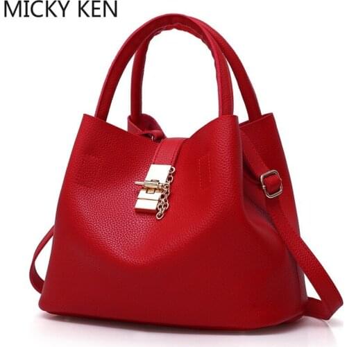 2020 New Women Bags Set 2 Pcs Leather Handbag Women Large Bucket Tote Bags Ladies Shoulder Bag Handbag+Messenger Bag Purse