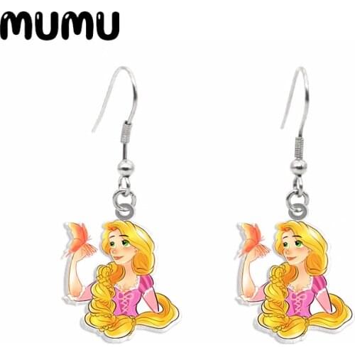 2020 New Princess Rapunzel Dangle Earring Beauty Acrylic Earrings Handmade Jewelry Epoxy Resin Fish Hook Earring
