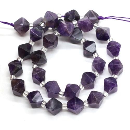 New Natural Stone Faceted Purple Amethysts Loose Spacer Beads For Jewelry Making DIY Bracelet Ear Studs Accessories 14'' 10/12mm