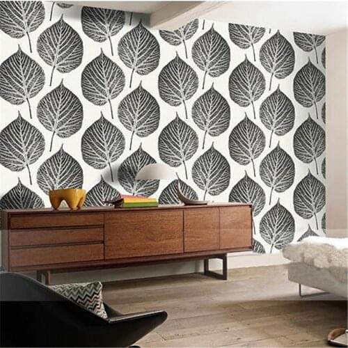 Beibehang Modern minimalist Bodhi big leaf living room TV background wallpaper Nordic style bodhi Hotel special wallpaper