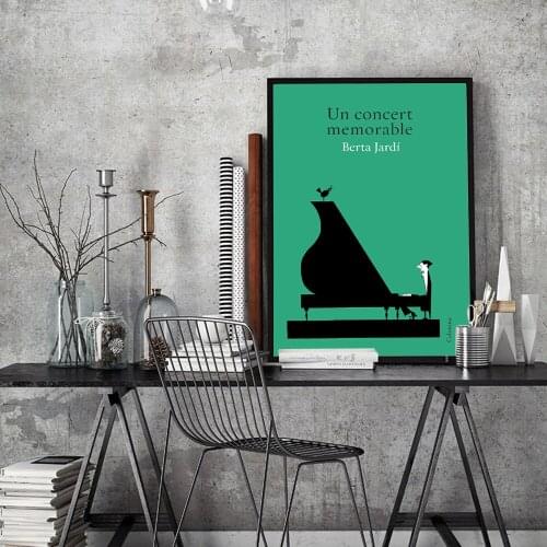 Lonely Pianist And Bird Poster Creative Pop Canvas Painting For Children Room Bedroom Wall Decorative Pictures Home Decor