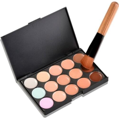 Concealer Palette, Anself 15 Colors Makeup Cream Facial Camouflage Concealer Palette with Sponge Puff Oval & Makeup Brush