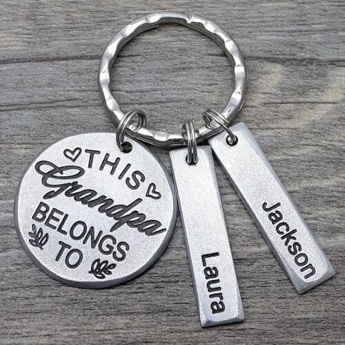 Personalized Keychain,Grandpa Keyring,Personalized Key Ring with Names of Grandchildren,Gift for Him,Papa Gift,Fathers Day Gift