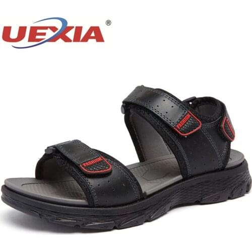 Plus Size Handmade Shoes Men Sandals Leather Summer Classics Comfort Beach Hombre Anti-skid Sandalias Walking Outdoor Sport Ligh