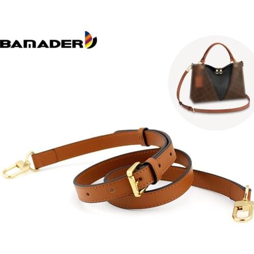 BAMADER Adjustable Bag Strap Genuine Leather Brown Crossbody Shoulder Strap High Quality luxury Women Girl Replacement Bag Strap