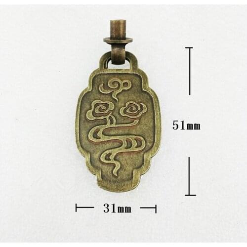 Antique Brass Handle Drawer Wardrobe Door Handle With Screw Driver,Pattern Carved Lucky Handles,51*31mm