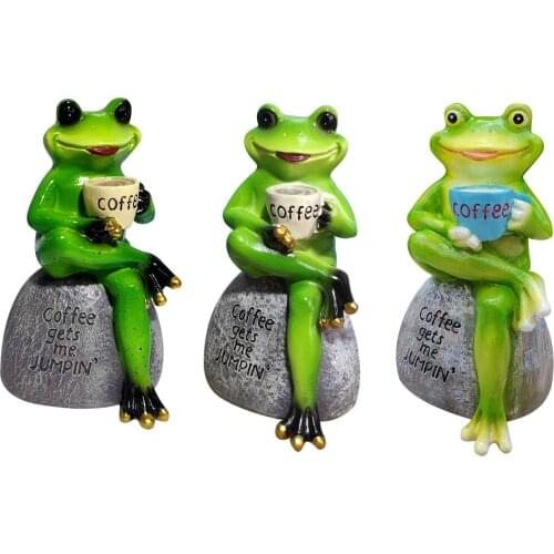Resin Frog Figurine Garden Ornament Animal Statue Crafts Home Office Table Desk Decor Xmas Gifts