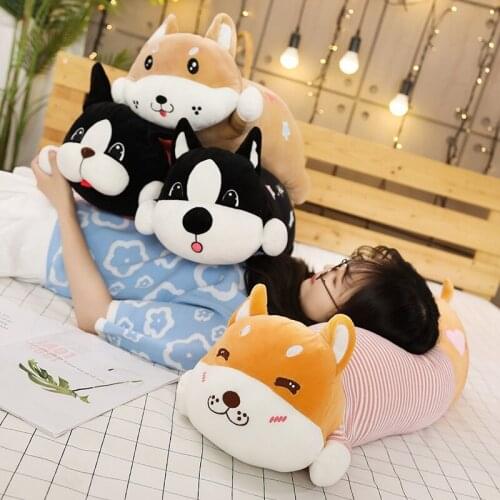 55cm/80cm Super Cute Dog Plush Toy Soft Stuffed Cartoon Shiba Inu Corji Doll Akita Sofa Pillow Cushion Sleeping Pillow Kids Gift