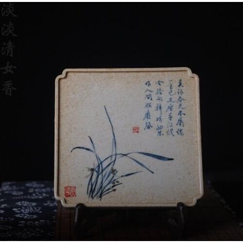 Hand-painted Traditional Ceramic Blue and White Pseudonym of Zhu Da Orchid Pattern Tea Tray Authentic Teapot Saucer