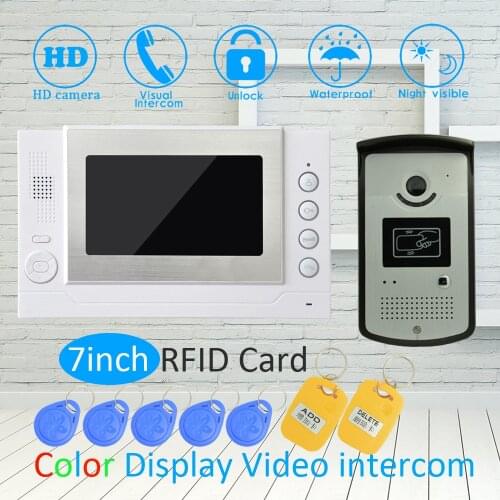 1 Set Smart Home device 1 to 1 7 inch LCD display Video door phone Door bell Intercom system with RFID unlock HD night camera