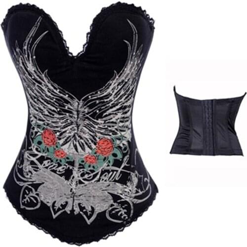 Vintage Floral Print Cotton Sexy Waist Corsets Bustiers Women Steampunk Clothing Gothic Corset Rock Hook Boned Bodice Corselet