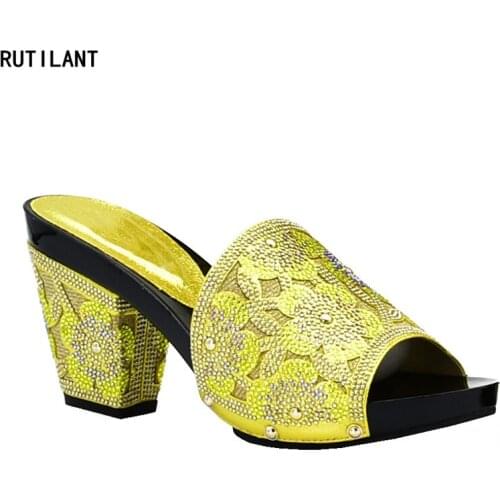 New Shoe African Wedding Shoe Top Quality Women Shoe with Stone High Heels Summer Women Pumps Rhinestone Shoe for Party