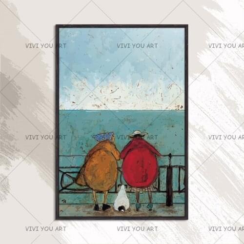 100% Handmade Modern Impression Painting Lovers Sea Landscape Oil Painting On Canvas Living Room Decor Christmas Gift For House