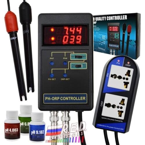 2 in 1 Digital pH & ORP Redox Controller with Separate Relays Repleaceable Electrode BNC Type Probe Water Quality Monitor Tester