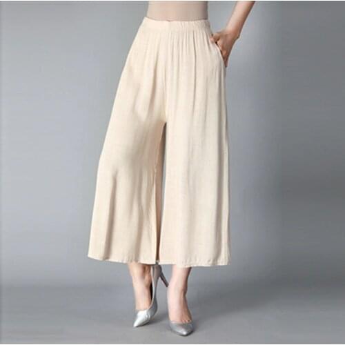 2020 Summer thin cool cotton linen wide leg Ankle-length pants,casual office style comfortable brand Trousers plus size 6xl 7xl
