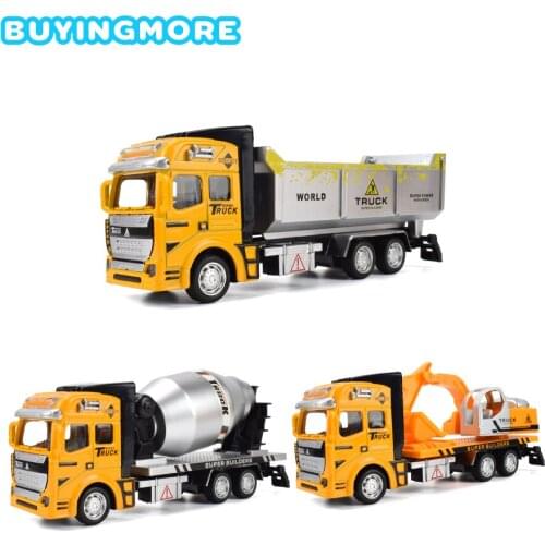 3 Kinds Construction Engineering Car 1:48 Alloy Diecast Plastic Model Kids Toys Car Dump Truck Excavator Pull Back Vehicle Toys