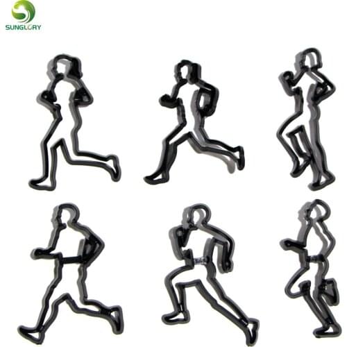 6PCS/SET Running Theme Cookie Cutter Plastic Run Sports Fondant Biscuit Mold Cutter Sugarcraft Cake Mold Cake Decorating Tools