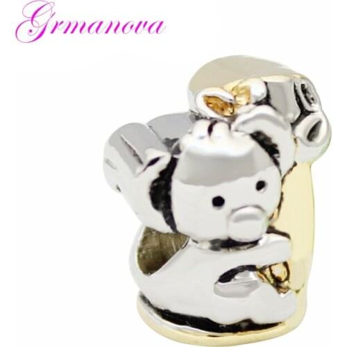 Cute Bear Baby Charm Beads Manual DIY Jewelry Accessories Amulet Fit Pandora Bracelet Necklace